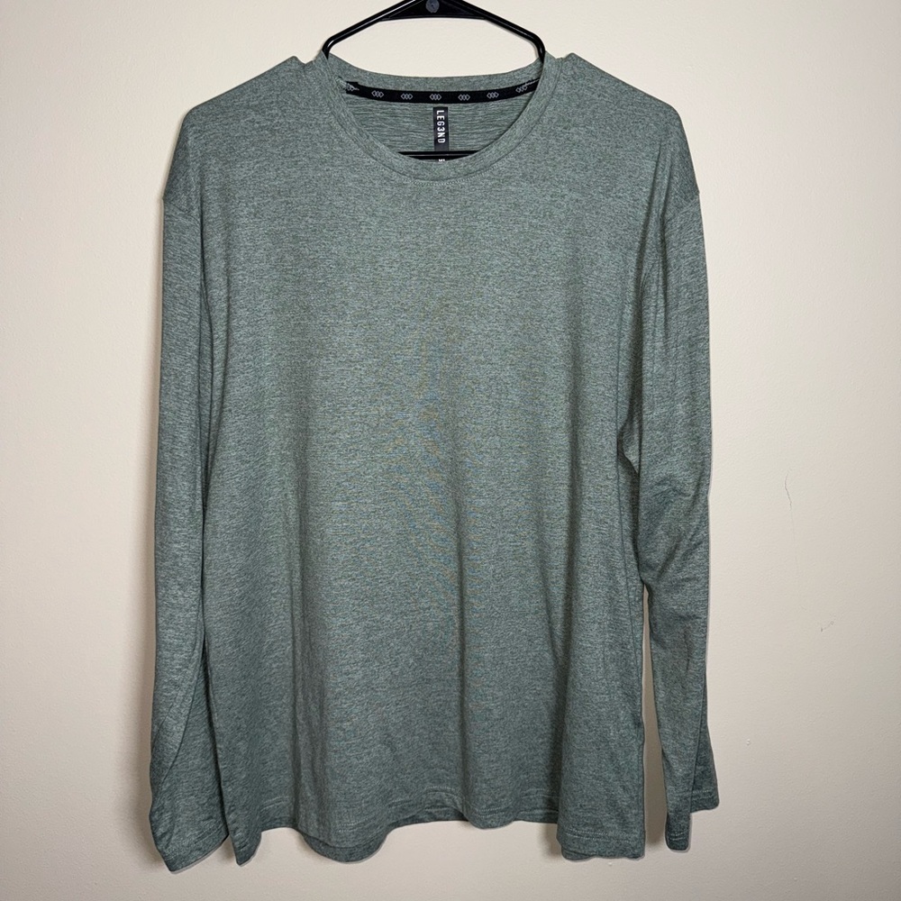 Leg3nd Men's Heathered Green Long Sleeve Active Shirt Size XL Inspire